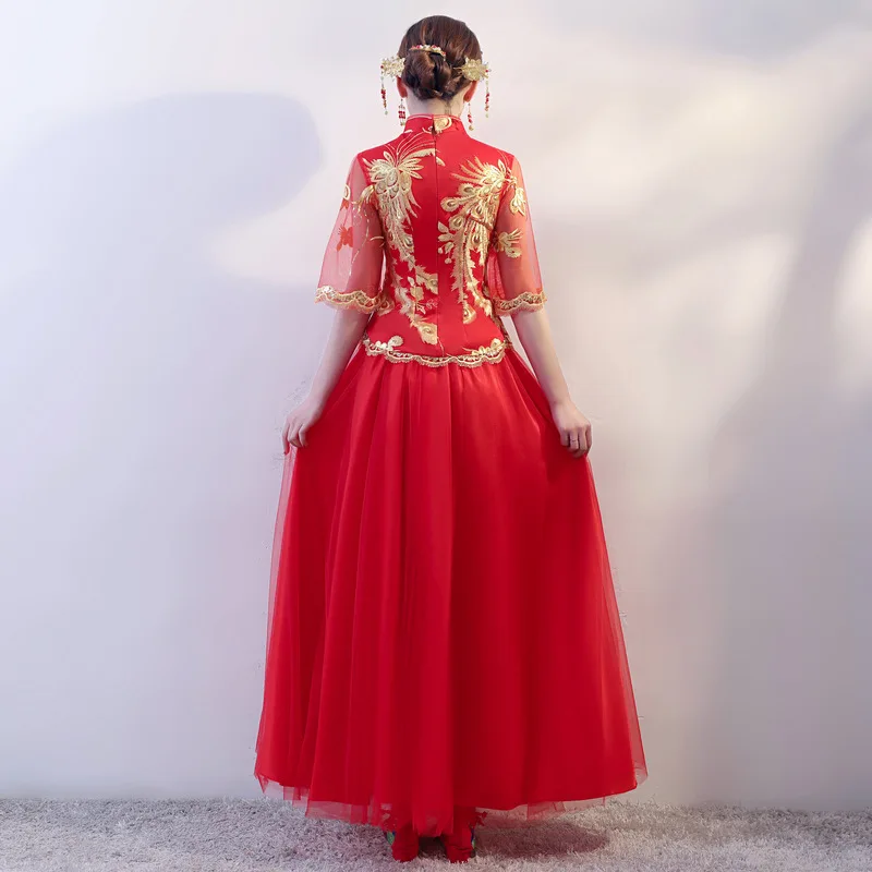 Vestido De Noiva Promotion Scoop Toast Bride's Cheongsam New Spring And Summer 2020 Wedding Chinese Dress Female Slim Show Hefu