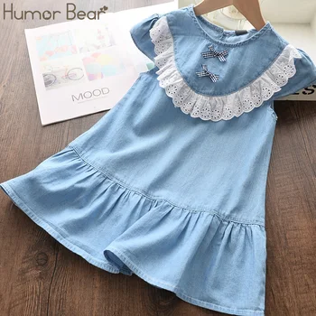 

Humor Bear Summer Girls Dress NEW 2020 Bow Sweet Lace Washed Cotton Princess Party Dress Fashion Baby Kids Girls Clothing