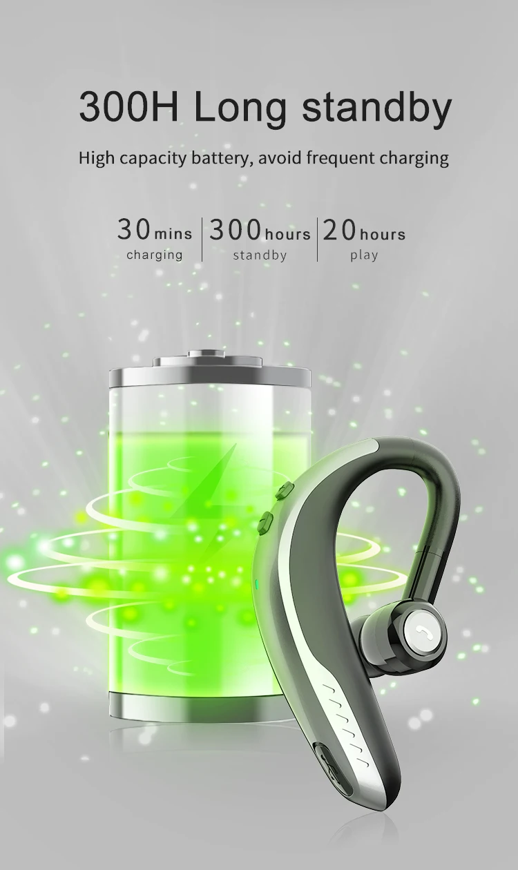 IPUDIS 5.0 Fast Charging Bluetooth Earphone Hook Wireless Headset Handfree 190mAh with Microphone
