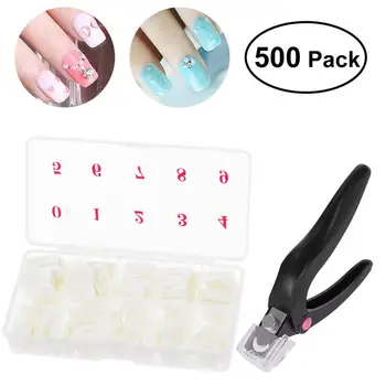 

500 Pcs Nail Clippers Trimmer Natural Color Acrylic Full Cover Artificial Nails Manicure Set Nail Art Tool