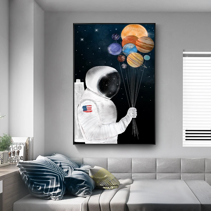 Leowefowas Outer Space Tapestry Spaceman Traveling In Universe With Skateboard Wall Hanging Kids Boy Room Decor Astronaut Wall Blanket Living Room Bedroom Home Decoration Wall Art 33.9x27.6 