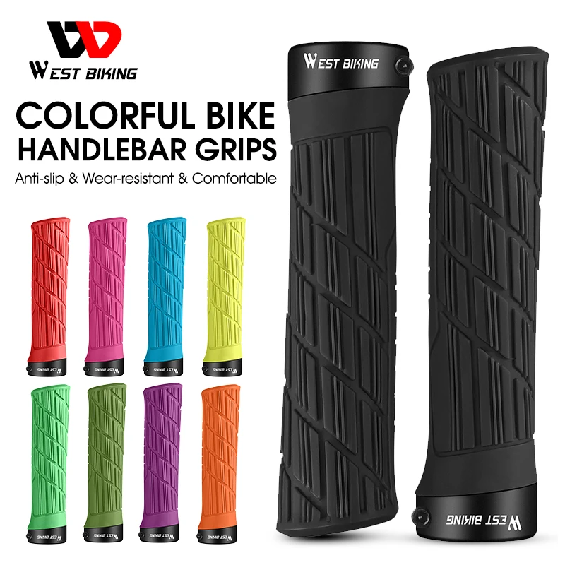 

WEST BIKING Bicycle Grips Soft Rubber MTB Road Bike Grips Shockproof Anti-Slip Handlebar Cover Colorful Cycling Handlebar Grips