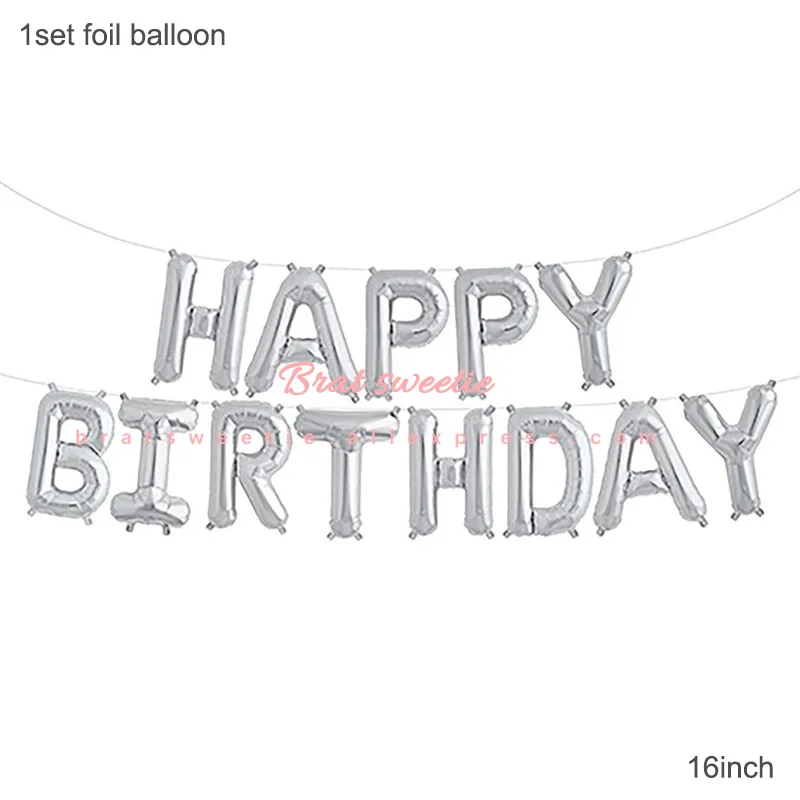 silver HBD balloon Металлическая Серебряная одноразовая посуда бумажные соломинки тарелки Свадебные Рождественские украшения на день рождения принадлежности для взрослых - Цвет: silver HBD balloon