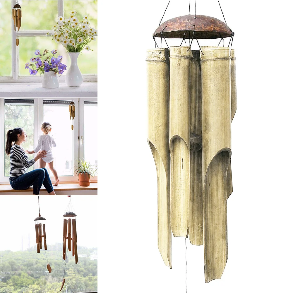 Бамбуковый колокольчик кулон орнамент ручной работы для террасы украшения интерьера сада LBShipping