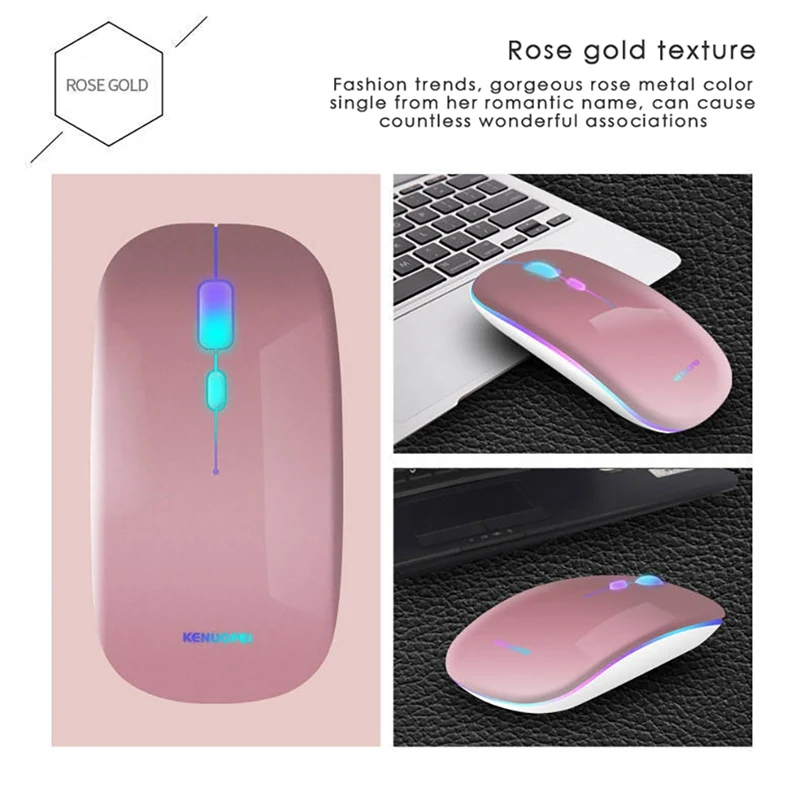 Pink Mute Wireless Mouse Bluetooth Rechargeable Ultra Silent Wireless Mouse For Macbook For Huawei Matebook Laptop For Home Office - Цвет: Pink
