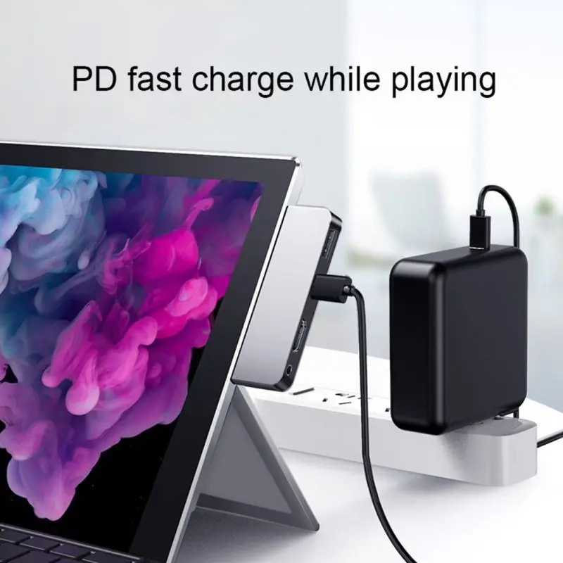 Новейший 4 в 1 USB док-станция концентратор адаптер для наушников для Surface Go практичный 4 в 1 USB3.0/type-C/HDMI/3,5 мм порт