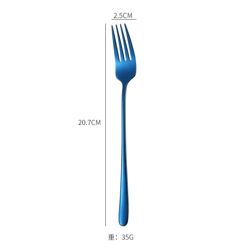 blue fork Горячая Распродажа, Корейская посуда, набор посуды, нержавеющая сталь, палочки для еды, ложка, вилка, набор кухонных столовых приборов, школьные, домашние, вечерние, столовые приборы - Цвет: blue fork