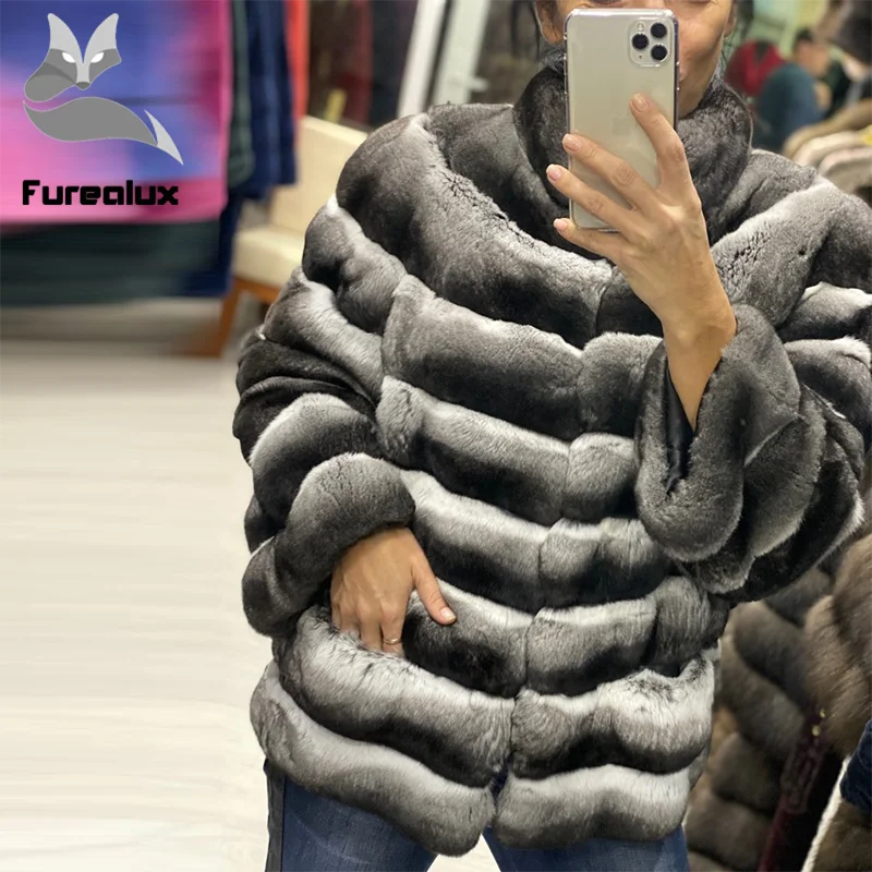 Furealux 60 см шуба из кролика рекс натуральный пользовательский цвет Верхняя одежда