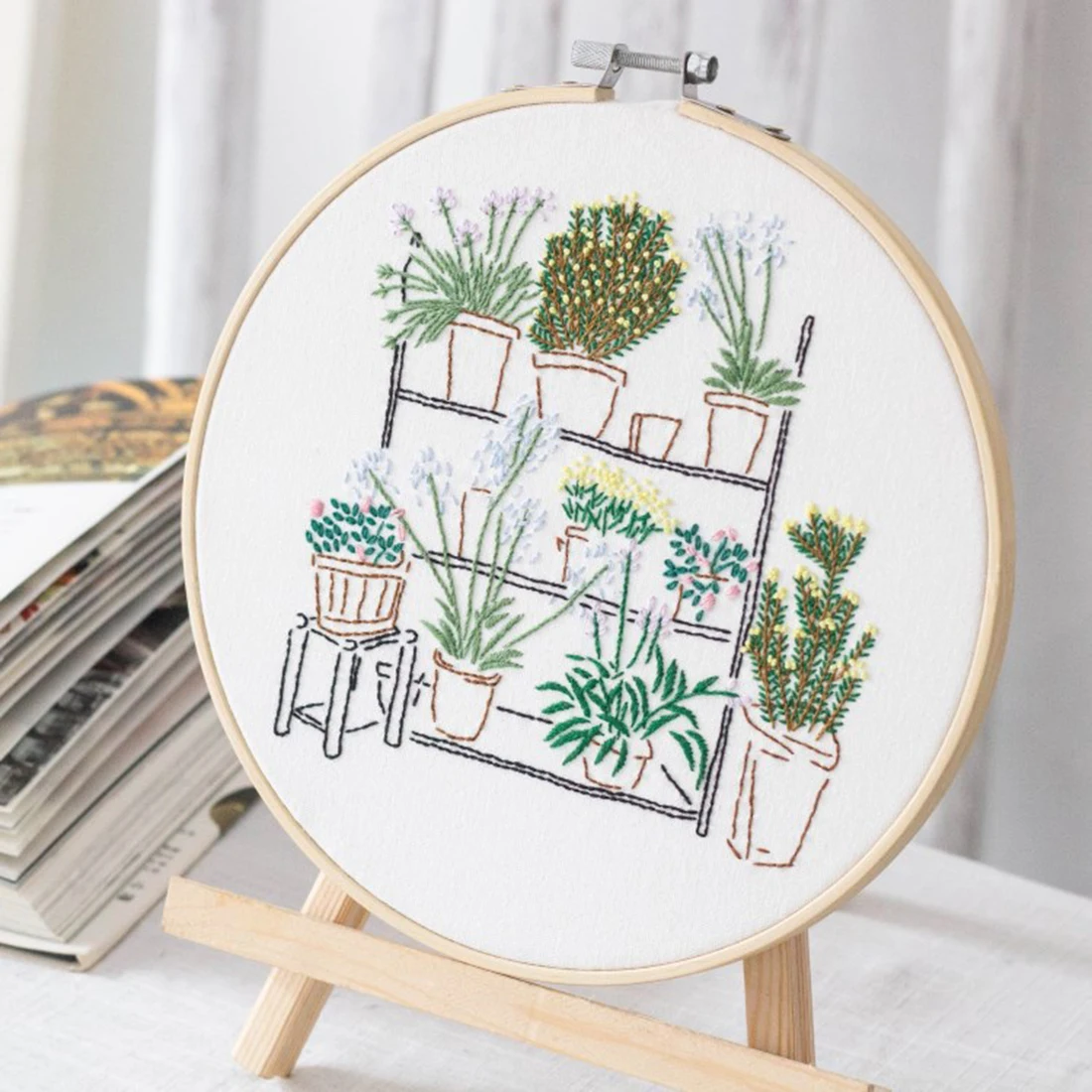 20x20 см DIY Набор для вышивания крестиком с бамбуковым кольцом для вышивания-подставка для цветов
