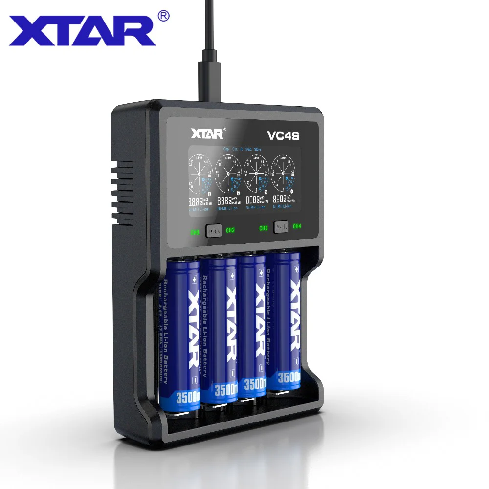 Новые Зарядное устройство XTAR VC4 VC4S QC3.0 быстрой зарядки 3,7 V 1,2 V микро USB Зарядное устройство 18650 26650 16340 14500 AA AAA Батарея Зарядное устройство