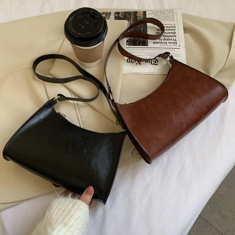 Fashion Retro Baguette Bag Pu Leather Lady Shoulder Bag Simple Style Winter High Quality Female Crossbody Bag Fashion Retro Baguette Bag Pu Leather Lady Shoulder Bag Simple Style Winter High Quality Female Crossbody Bag