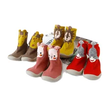 Новые стильные детские Нескользящие носки-тапочки на весну и лето 19 лет носки для маленьких детей резиновая подошва wa zi xie стерео Cartoo