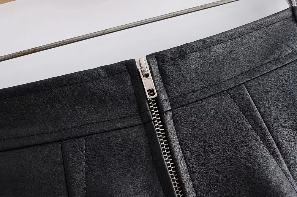 AliExpress Ebay2018 осеннее Новое Стильное женское платье в европейском и американском стиле из искусственной кожи короткая юбка средней длины