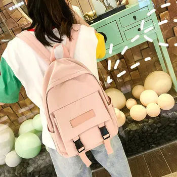 

Children Teenagers Outdoor Travel School Canvas Shoulder Bag Women Backpack Zipper