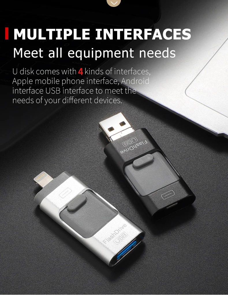 em otg usb flash drive para iphone pendrive com tipo adaptador
