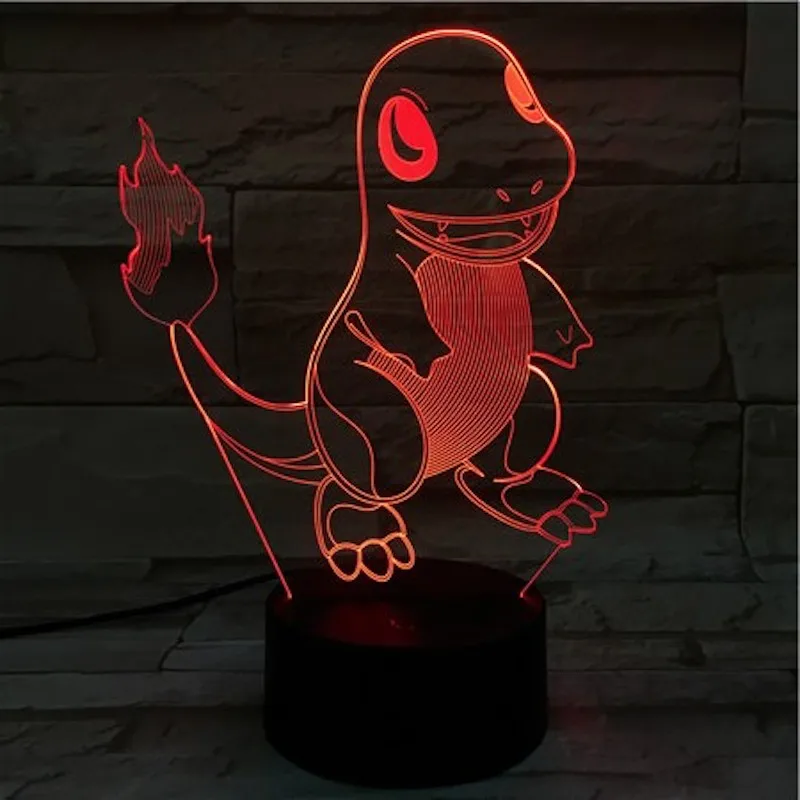 Pokemon Go Charmander рисунок детский Ночной светильник светодиодный сенсорный датчик атмосферная декоративная лампа подарок спальня прикроватная лампа Charmander