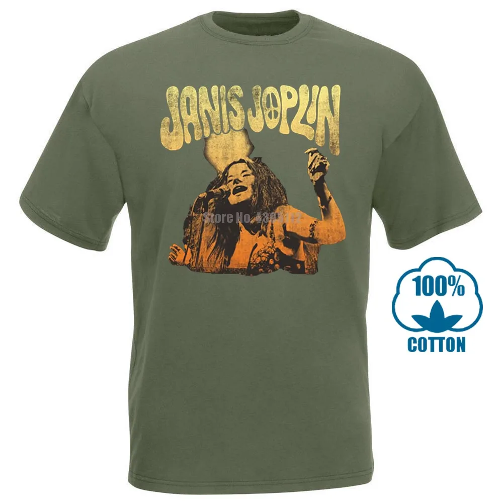 Армейский зеленый Janis Joplin Live футболка s m l Xl 2Xl Фирменная Новинка Официальная футболка - Цвет: Армейский зеленый