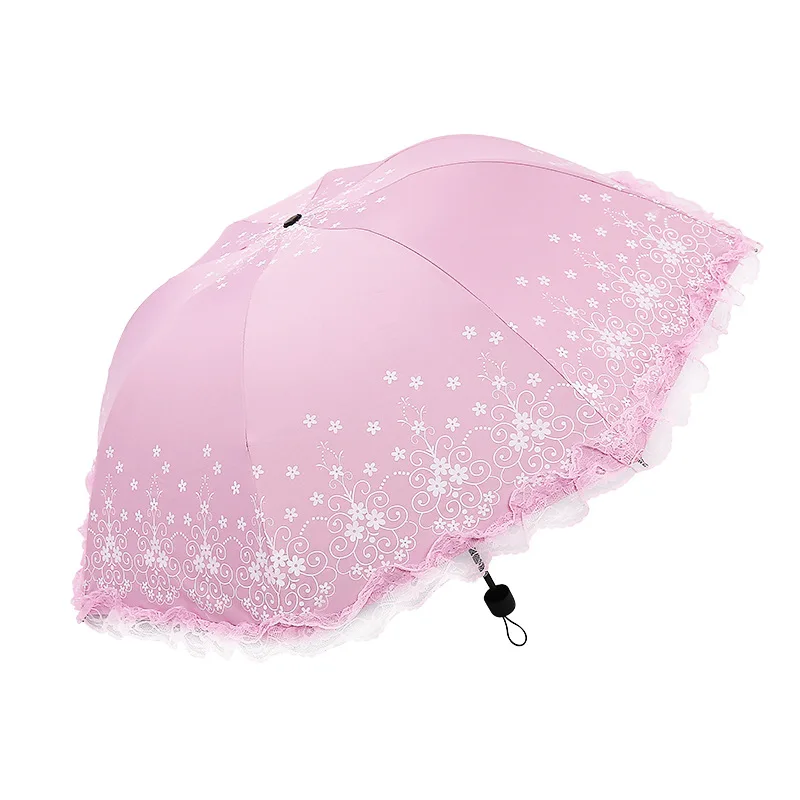 

Manufacturers Wholesale All-Weather Umbrella Hipster Cute Small Clear Cherry Blossom Parasol Vinyl Creative Three Fold Parasol