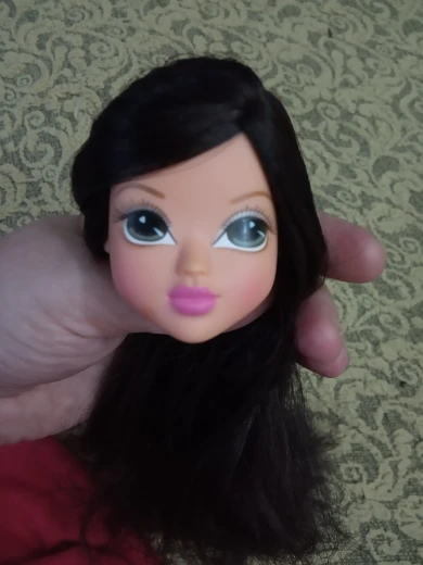 Новая голова куклы с темно-коричневыми кудрявыми волосами Аксессуары для Bratz куклы DIY микс-стиль девушка игрушка мода - Цвет: Черный