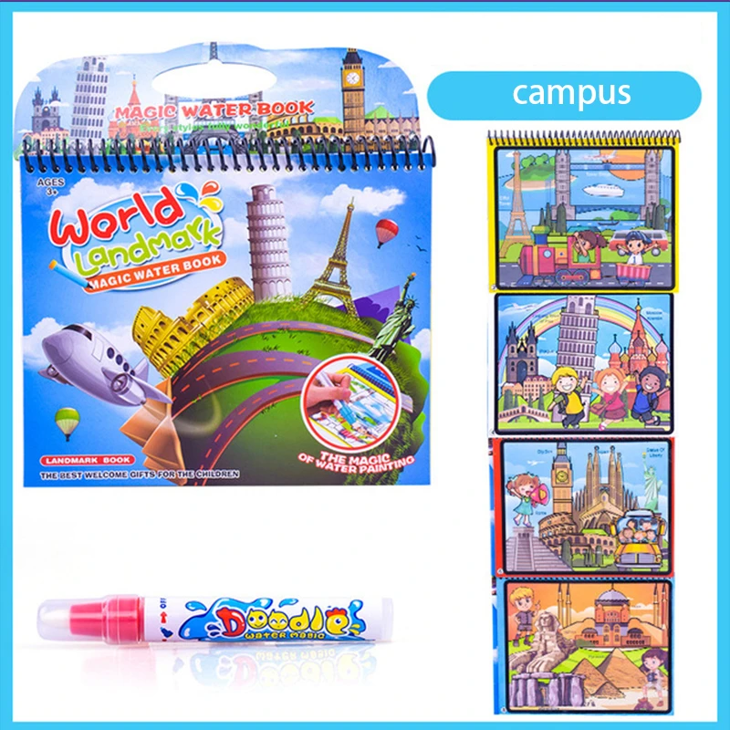 campus Волшебные воды нарисованные красками книга каракули& amp ручка живопись доска для детей развивающие игрушки подарок на день рождения knutselen kinderen - Цвет: campus