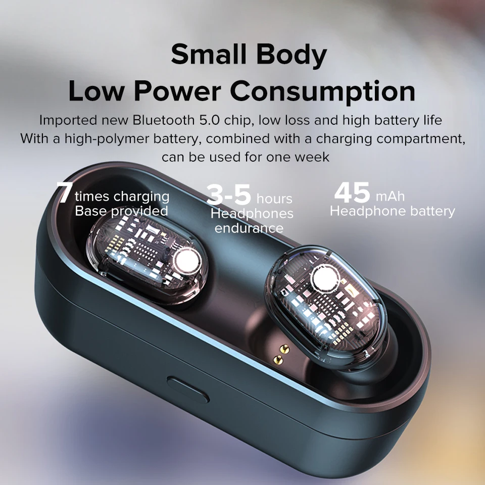 Мини Bluetooth 5,0 наушники TWS беспроводные стерео Noice снижение спортивные наушники для iPhone Прозрачные Вкладыши с зарядным ящиком