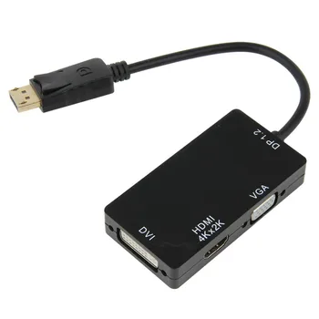 

3 In 1 Displayport DP to DVI HDMI VGA Adapter Male to Female 1080P HD Display Port Converter Cable for TV PC Projector 100pcs