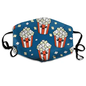 

Colorful Pop Corn Washable Reusable Mask, Cotton Anti Dust Half Face Mouth Mask For Kids Teens Men Women With Adjustable Ear
