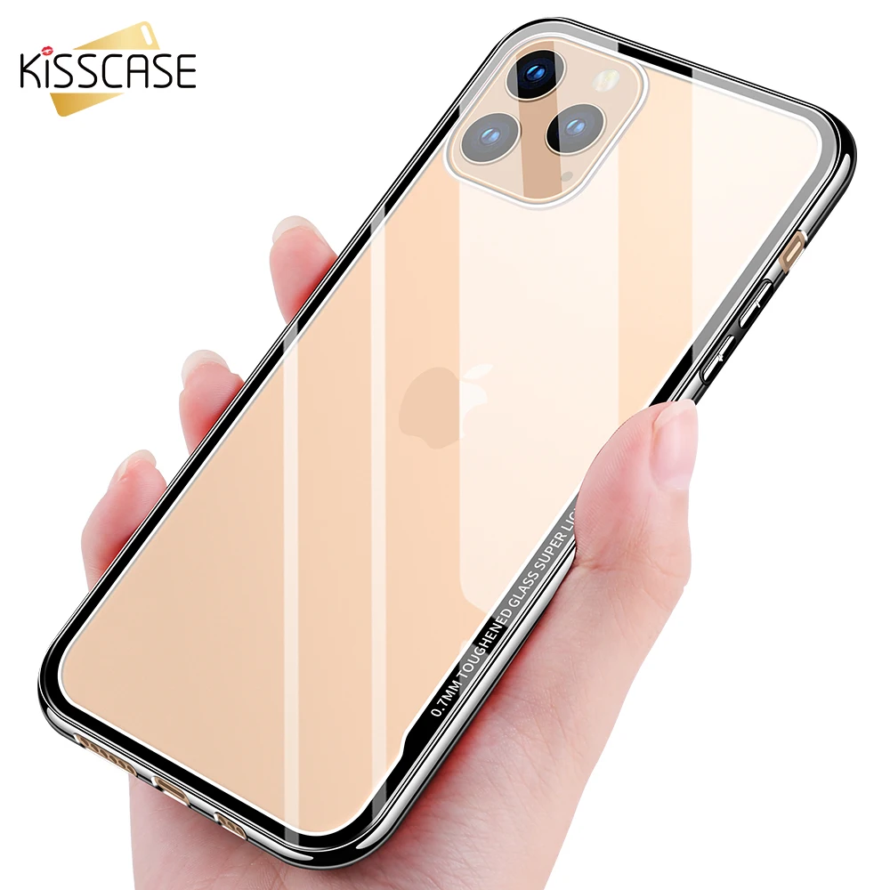 KISSCASE Роскошный чехол из закаленного стекла для iPhone 11 Pro Max прозрачный с