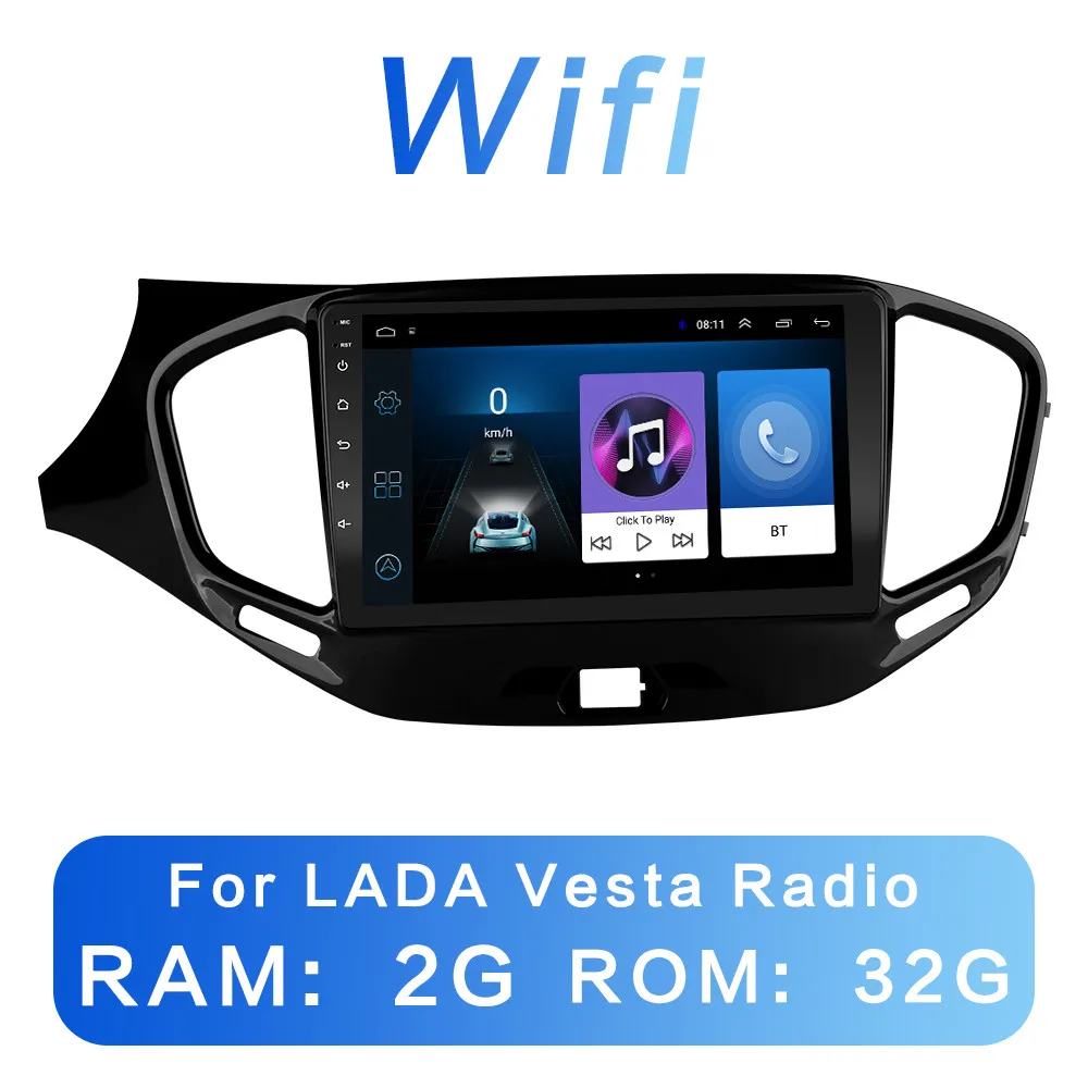 LADA 2G-32G 2G+ 3 знака после 2G DSP 2 din Android 8,1 4G сеть для автомобиля Радио Мультимедийный видеоплеер для LADA Vesta Cross Sport 20182019 Wi-Fi, BT - Цвет: LADA 2G-32G