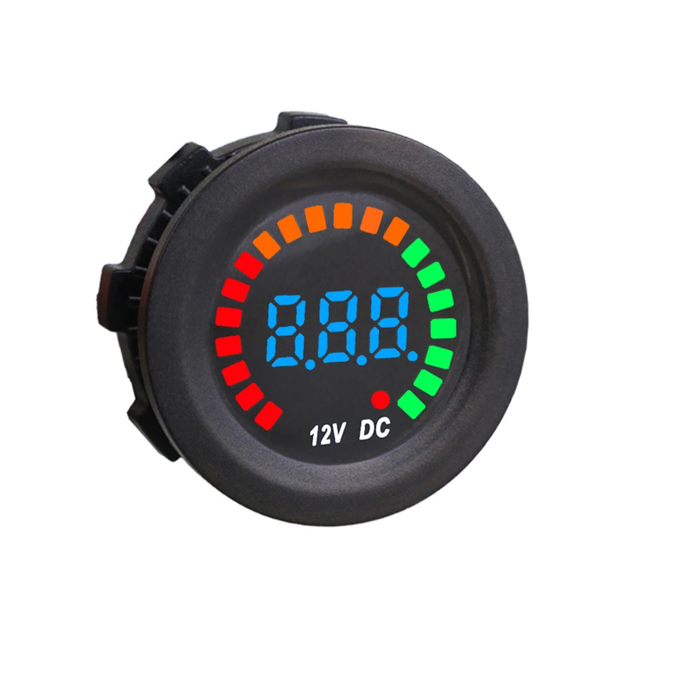 QIDIAN Motorcycle Voltmeter Digital Display Voltage Meter DC12V LED Panel Gauge Alarm Meter with Bracket 
