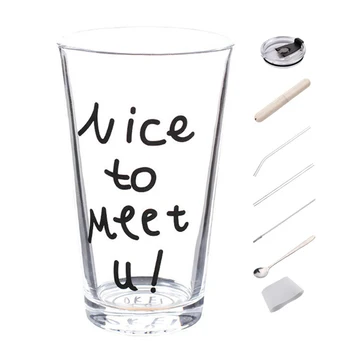 

Fashion Print Heat-Resistant Glass Cup Set Creative Multipurpose Drinking Glass Measuring Cup With Scale Spoon Drinking Utensils