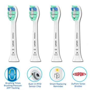 

4pcs C2 Electric Toothbrush Replacement Heads Compatible for Philips-Sonicare HX3216/3226 HX6370 HX9033/9023 Plaque Defense Type