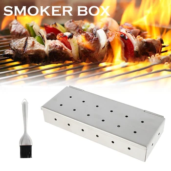 

Washable BBQ Bacon Box Stainless Steel Smoke Boxes Sawdust Smoked Bacon Accessories Charcoal Grill Kitchen Dining Bar Supplies