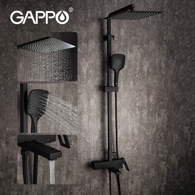 

GAPPO black faucet shower bathroom hot and cold water mixer Brass faucets Bathtub waterfall shower system black faucet mixer