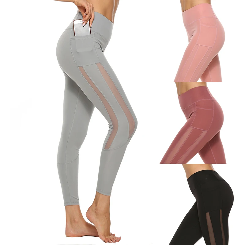 Seamless Leggings Side Mesh Yoga Pants 