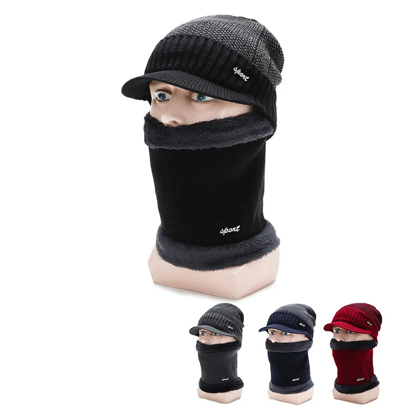 Новые зимние шапки Skullies Beanies с подкладкой толстые вязаные шапочки для мужчин и женщин шерстяной шарф шапки Балаклава шапка-маска