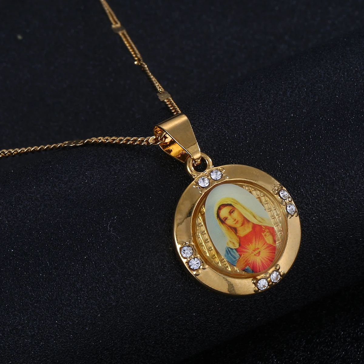 Gold Color Catholic Christian Enamel 