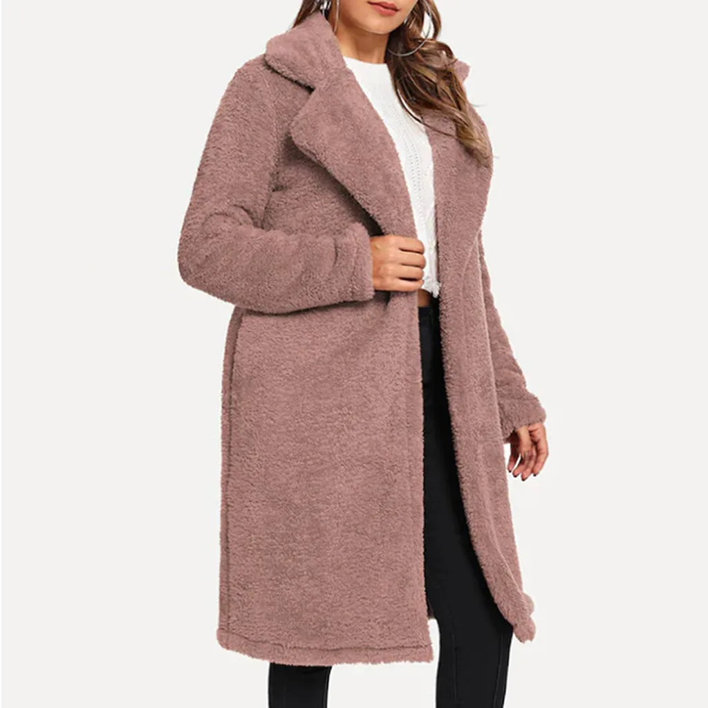 Hsu 828 Hot Sales Big Promotion Fashion Women Casual Wool Coats Collar Warm Solid Loose Woolen Outwear Coat for Ladies Women