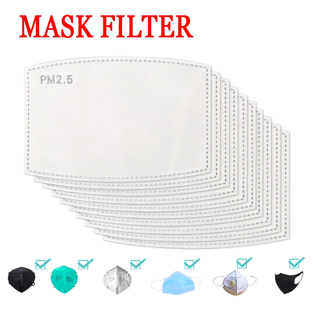 

Hot PM2.5 Mask Filter Paper 5 Ply Anti Dust Mouth Face Mask Carbon Cotton Disposable Filter Protective For Adult Kids Child