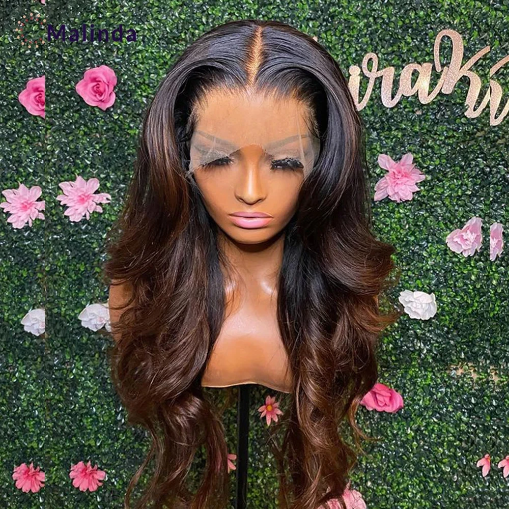 Photo Product 13x6 Lace Front Wig HD Transparent Lace Wigs For Women Human Hair Pre Plucked 1b/30 Blonde Body Wave Wig Brazilian Hair Wigs
