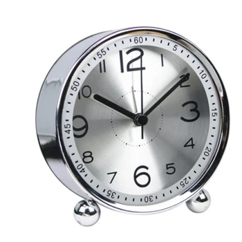 

Silent Alarm Clock Desktop Watch Desktop Clock Not Ticking Simple Style Metal Dial Clock