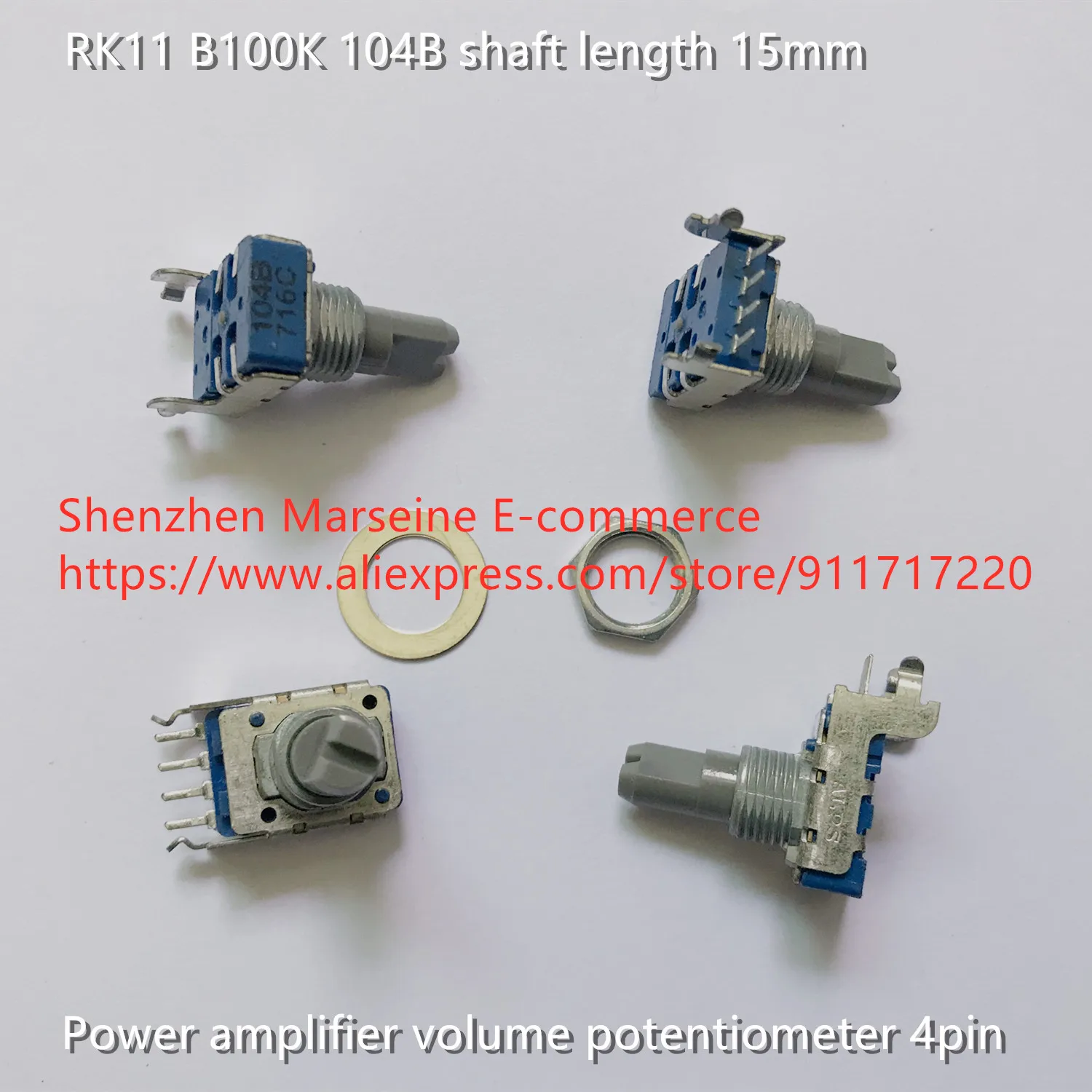 Original New 100% RK11 B100K shaft length 15mm power amplifier volume potentiometer 4pin (SWITCH) | Обустройство дома