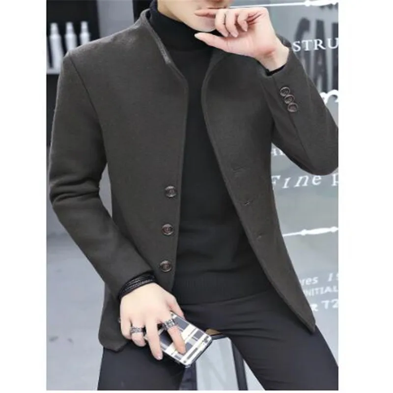 men's autumn and winter new trench coat Korean Slim in the long section coat business simple collar coat clothes tide men