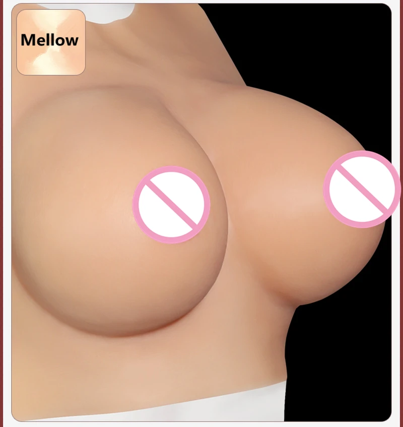 Newest! Round Neck Silicone Prosthetic Breast Male Cross Dressing Wear Fake Breasts Gay Transsexuals Sex Toy Adult Products