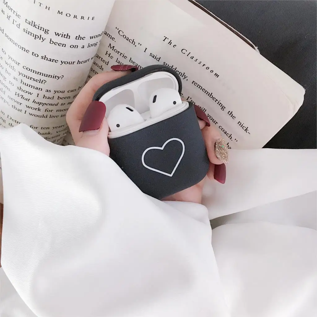 Чехол для наушников с милыми мультяшками Чехлы для Apple AirPods Чехлы AirPods2 защита Air Pods матовая кожа матовый жесткий любовь сердце аксессуары - Цвет: 04