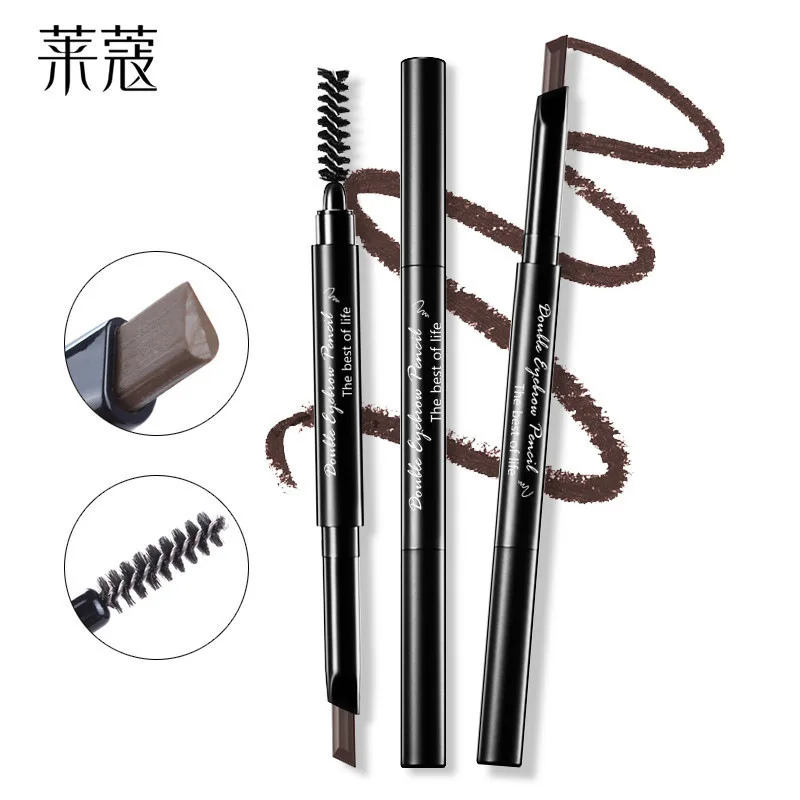 LAIKOU EyeBrow Pencil Cosmetics Makeup Natural Long Lasting Double headed Automatic Eye brow Makeup Waterproof Black 5