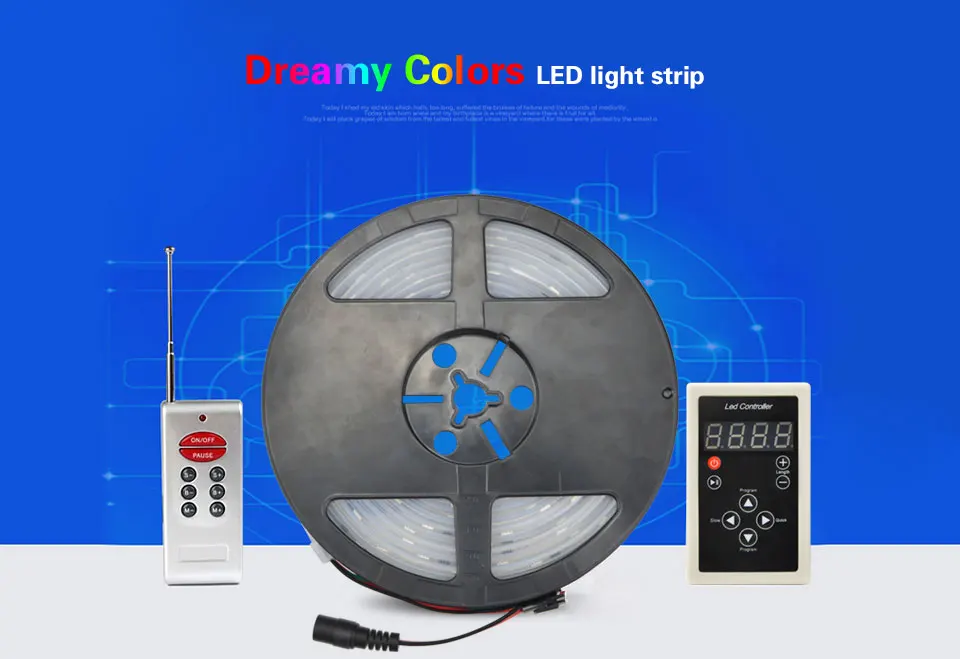 Светильник Ambi, Светодиодная лента, светильник WS AC220V DC12V 5 м 5050 RGB Dream color, неоновый светодиодный гибкий светодиодный диодный ленточный диодный светильник с RF IC контроллером