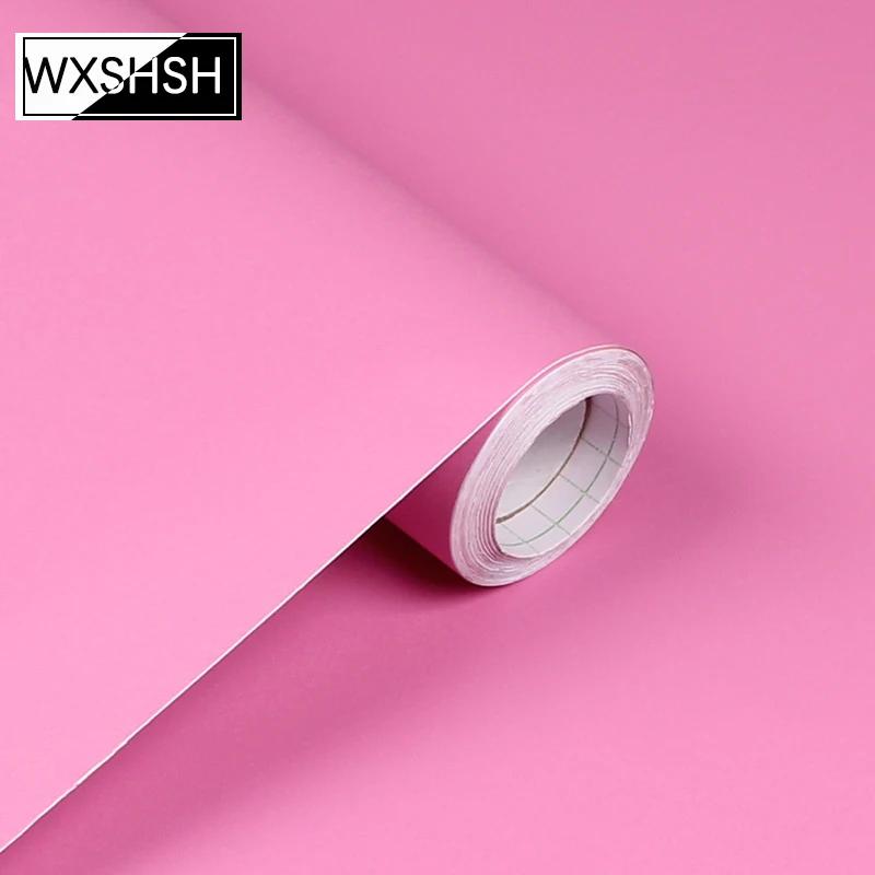 1/3/5 метров самоклеящаяся розовая настенная бумага однотонная виниловая