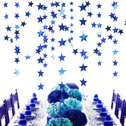Elegant Paper Star Garland Banner for Celebrations and Events Decor (Star blue)