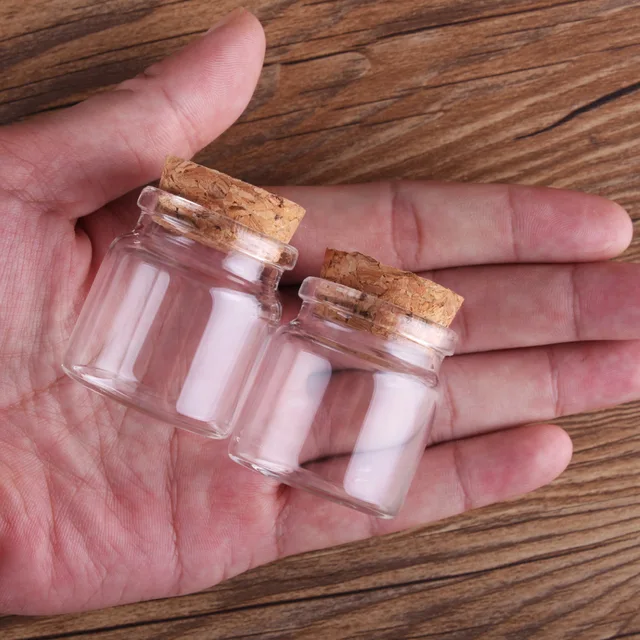 3Pcs 20 Ml 37*40 Mm Cukorkás Palackok Üveg Parafa Fedelekkel Fűszeredények Bájital Üvegedények Tárolóedények